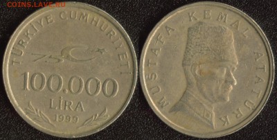 Турция 100000 лир 2000 (75 лет Республике) 22:00мск 10.12.14 - Турция 100000 лир 1999 (75 лет Республике)