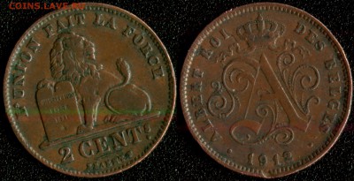 Бельгия 2 сантима 1912 до 22:00мск 10.12.14 - Бельгия 2 цента 1912