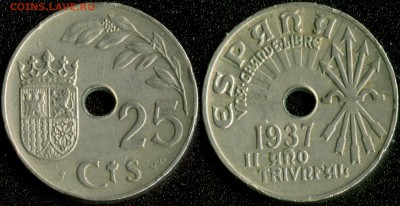 Испания 25 сантим 1937 до 22:00мск 10.12.14 - Испания 25 сантим 1937