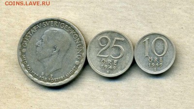 1 кр.25,10 эре 1949 г. Швеция Ag до 10.12.14. 22-00 мск. - img590