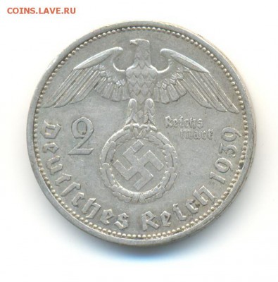 Ag. 3-й рейх 2 марки 1939А . до 11.12 22:00 - 17