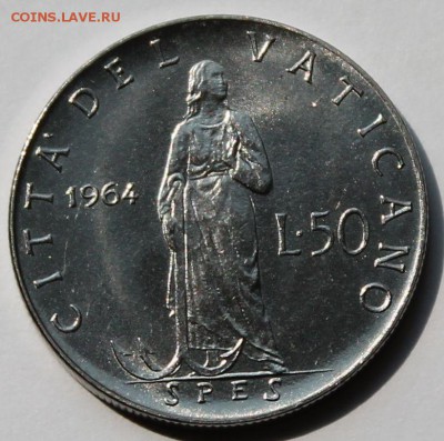 Ватикан 50 лир 1964. ТИРАЖ - 60 000. - 1