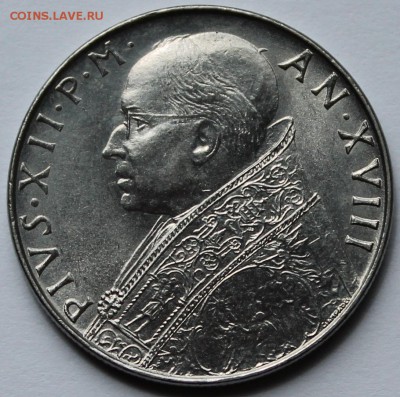 Ватикан 100 лир 1956. ТИРАЖ - 1 400 000. - 6