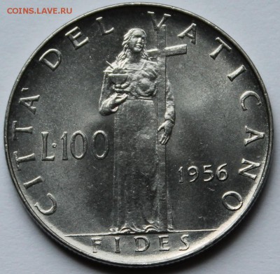 Ватикан 100 лир 1956. ТИРАЖ - 1 400 000. - 3