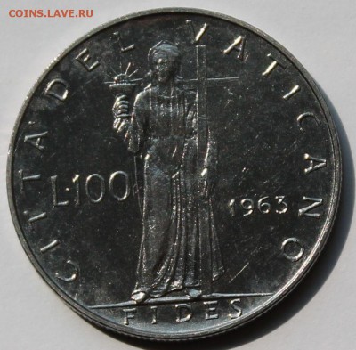 Ватикан 100 лир 1963. ТИРАЖ - 60 000. - 3