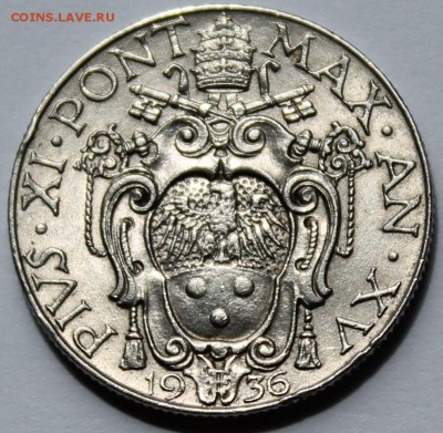 Ватикан 50 чентезимо 1936. ТИРАЖ - 52 000 - 3