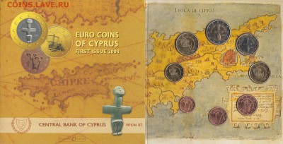 Официальный набор монет евро Кипр 2008 год в буклете - Кипр  2008 (2)