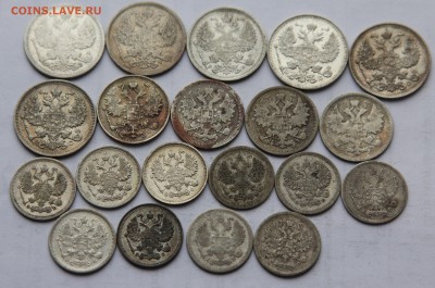 Лот билона Николая II 20 монет 20,15,10 коп до 13.12 - Н 02 1