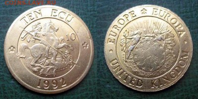  до 14 дек 22.00 - 10 экю 1992 г. Англия, пробная монета = старт 199 руб..JPG