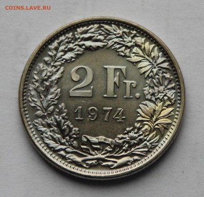 2 франка Швейцария 1974 UNC в коллекцию!!! до 15.12 - швейц 01