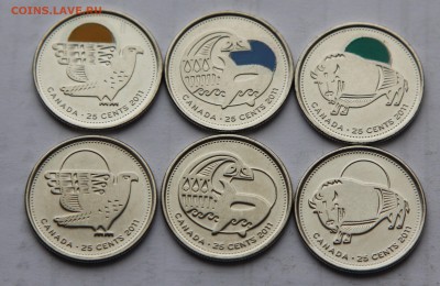 Набор монет Канады 25 центов 6 штук 2011 Фауна до 15.12 - кан 01