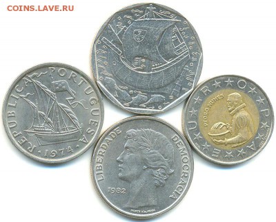 4 крупные португальские монеты 1974-1990; до 12.12_22.30мск - 8872