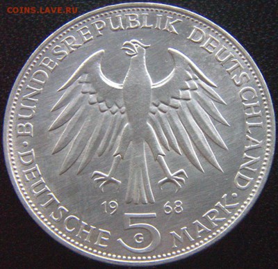 ФРГ_памятные 5 марок 1968G. Отличное серебро; до 12.12_22.36 - 9037