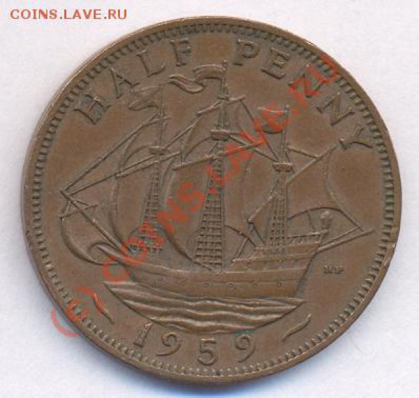 Великобритания полпенни. 1959 г.  До 10.05.10 г. 21-00 МСК. - 59