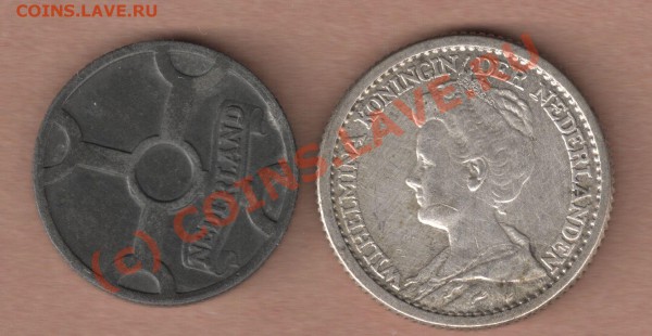 2 монеты Нидерланды 1918, 1942 = 5 евро - nd