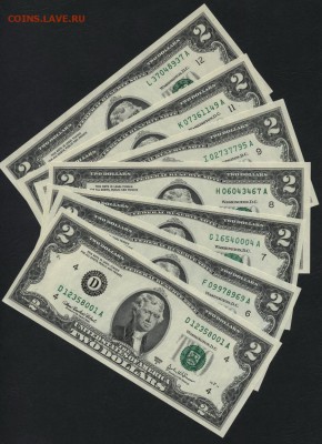 2$ США 2003г. 7 банков ФРС до 22-00 мск 18.12.14 г. - 2дол сша 7 раз букв 2003г