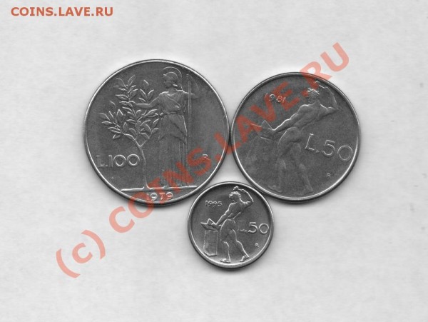оцените лиры (L.100(1979), L.50(1981), L.50(1995)), италия - Лиры
