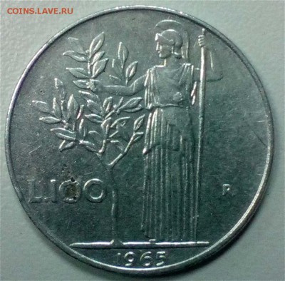 ИТАЛИЯ 100 ЛИР  1965 года  до 22.12 - 100п65 1