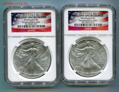 ФИКС. 1 доллар 2014, Шагающая свобода, в слабе NGC, BU. - Сканирование__420