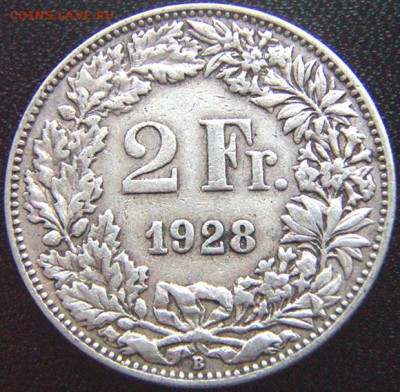 Швейцария_неплохие 2 франка 1928. Серебро; до 19.12_22.06мск - 8951