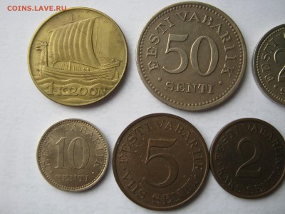 ЭСТОНИЯ 1 крона, 1, 2, 5, 10, 20, 50 сенти 1929-1936. - Изображение 284