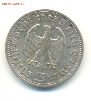 Ag. 3-й рейх 5 марок 1935А . до 24.12 22:00 - 8
