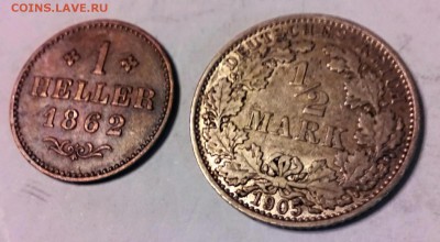 2 марки 1905 год Германия,+ 1 геллер 1862 года. Франкфурт. - IMG_20141220_074546
