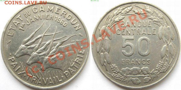 Животные на монетах - 50 франков 1960