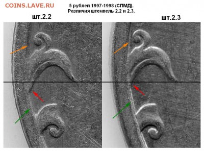 5 руб 1997 СПМД Штемпель-? - шт.2.2 и 2.3