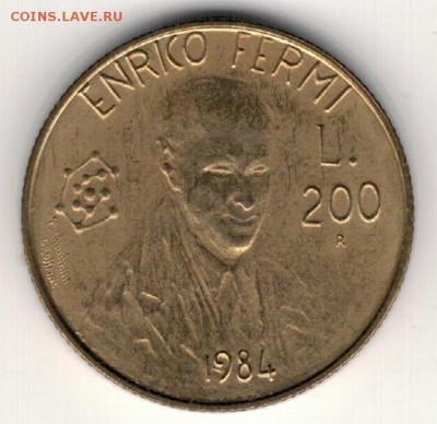 САН-МАРИНО 200 ЛИР 1984 ЭНРИКО ФЕРМИ 25.12 В 22.00МСК (А567) - 4-см200л84а