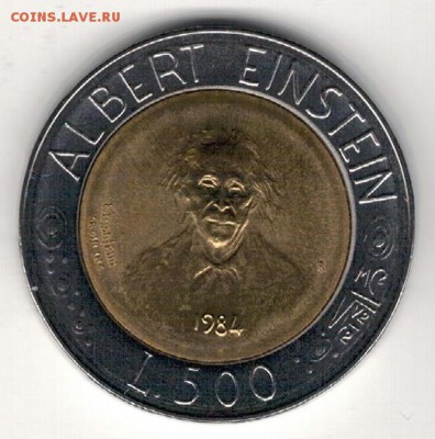 САН-МАРИНО 500 ЛИР 1984 АЛЬБЕРТ ЭЙНШТЕЙН 25.12 В 22Ч (А567) - 4-см500л84а