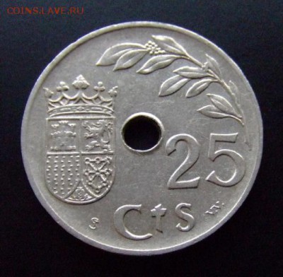 Испания 25 сентимо (1937) до 28.12 (22.00) - Испания 25 сентимо (1937) Первая монета Фалангистов №1 Р