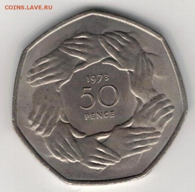 Великобритания 50 пенсов 1973 ЕЭС 29.12.14 в 22.00мск (А570) - 4-вел73а