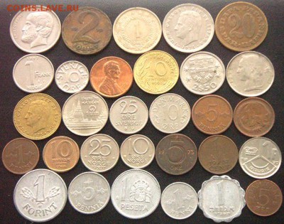 50 разных зарубежных монет (см. описание). До 27.12_22.30мск - 9108