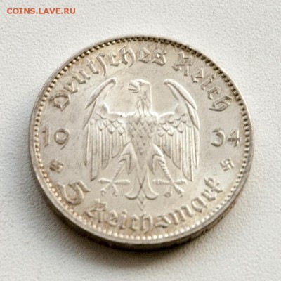 3 Рейх 5 марок серебро 1934Е (кирха), АЦ - DSC_1065.JPG