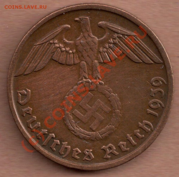 Монеты Германии и Третьего Рейха... помогите оценить - 2 reichspfennig 1939 B1