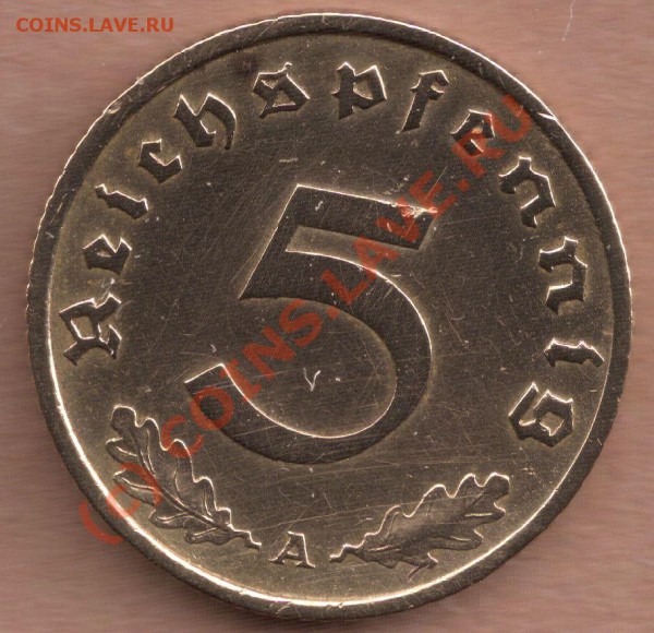 Монеты Германии и Третьего Рейха... помогите оценить - 5 peichspfennig 1939 A
