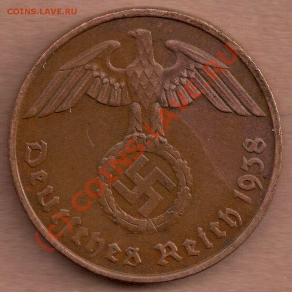 Монеты Германии и Третьего Рейха... помогите оценить - 2 reichspfennig 1938 F1