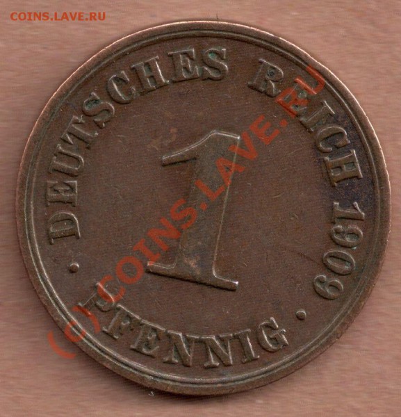 Монеты Германии и Третьего Рейха... помогите оценить - 1 pfennig 1909 A