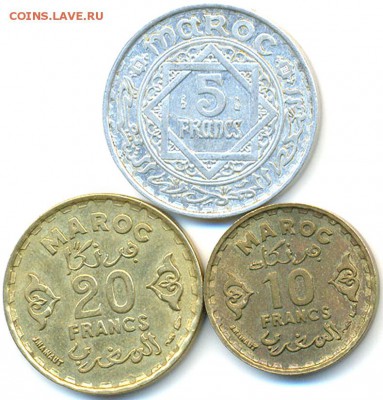 3 хорошие монеты Французского Марокко 1951-1952_28.12_22.00м - 8879