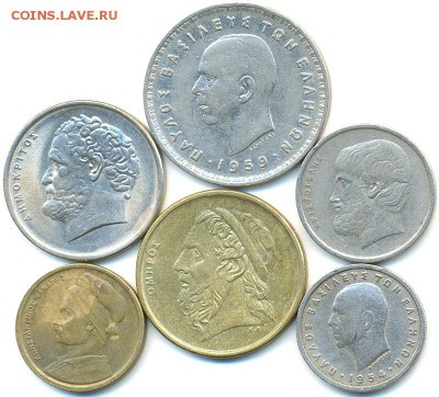 6 хороших греческих портретных монет 1954-2000; 28.12_22.12 - 8869