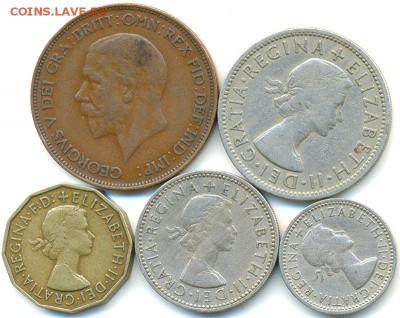 5 британских монет 1935-1956 (см. описание); до 29.12_22.02м - 8874
