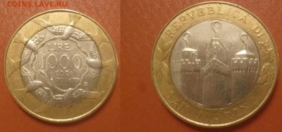ДК Сан-Марино 1000 лир БИМ 2001 Голуби Редкая 04.01 22.00 - Сан-Марино 1000 лир 2001.JPG