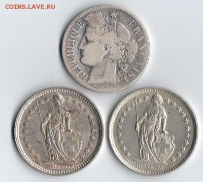 2 франка 1871, 1943 и 1963 годов! До 04.01 до 21.00 - 2 франка ШиФ ()