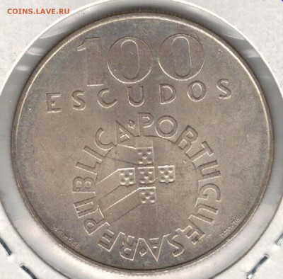 Ag ПОРТУГАЛИЯ 100 ЭСКУДО 1976 РЕВОЛЮЦИЯ 08.01 В 22.00 (А594) - 5-пор100а