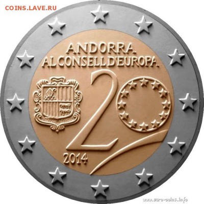 Монеты Евро Андорры - 2-euro-andorra-2014-2015