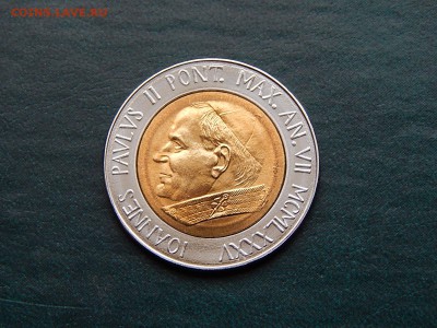 Ватикан 500 лир 1985 UNC (би-метал) - DSCN3399.JPG