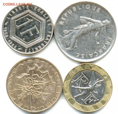 4 отличные французские монеты 1971-2000; до 05.01_22.24мск - 9115