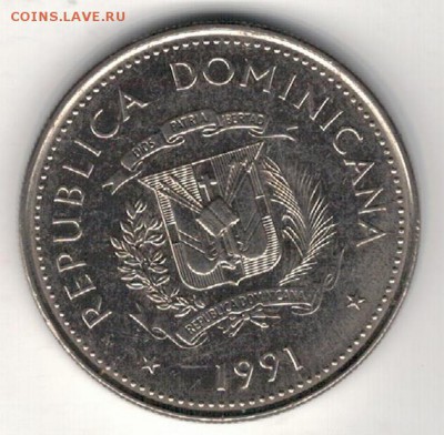 Доминиканская р-ка 25 сентаво 1991 Волы 12.01 в 22.00 (А489) - 4-д25с91
