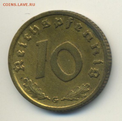 III Рейх 10 рейхпфенингов 1938G до 13.01.2015 в 22:00 Москве - 10RP-1938G_